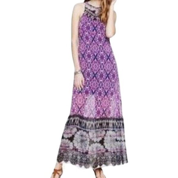 EXPRESS Gorgeous Sleeveless Tapestry Lace Print Maxi Dress NWOT $88 Size XS - Picture 1 of 9